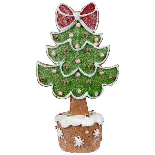 Northlight 8" Faux Gingerbread Cookie Christmas Tree with Bow Decoration